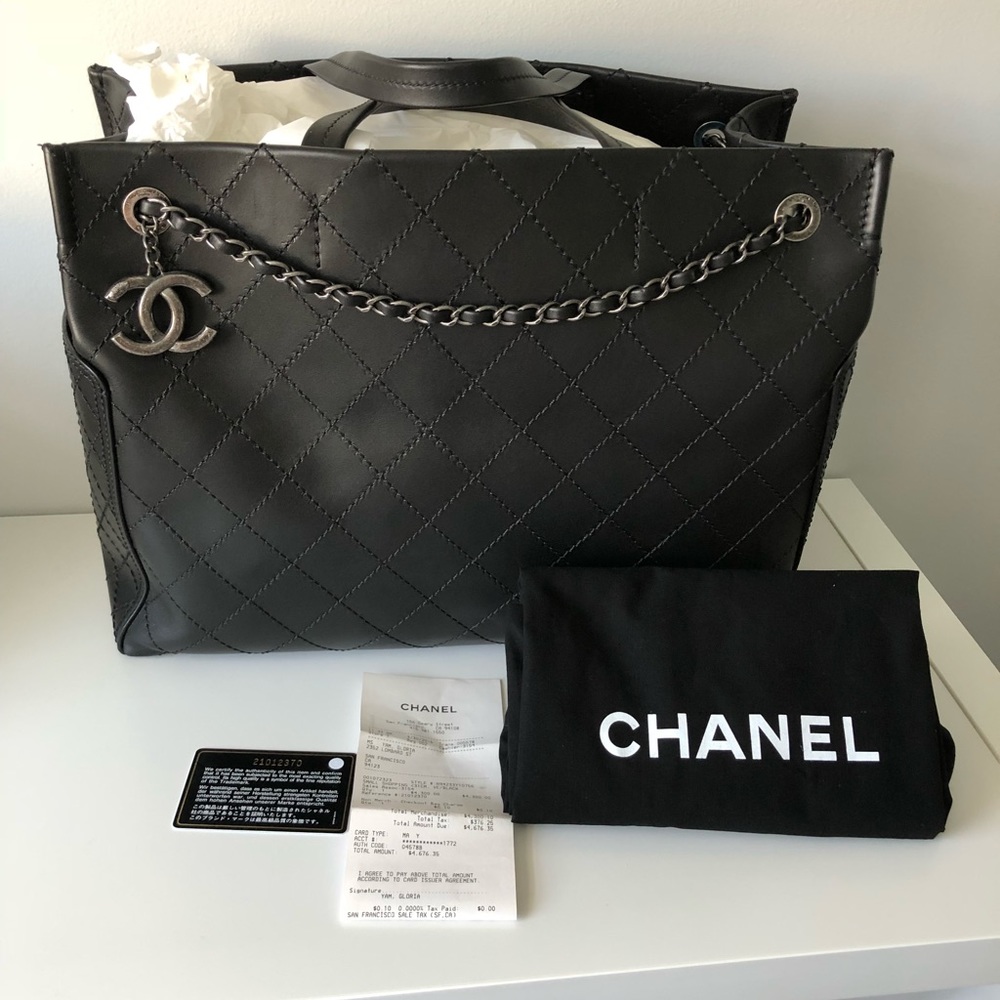 Chanel Quilted Leather 31cm Small Shopping Tote